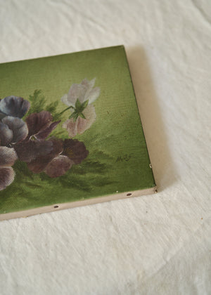 Antique Oil Painting of Pansies