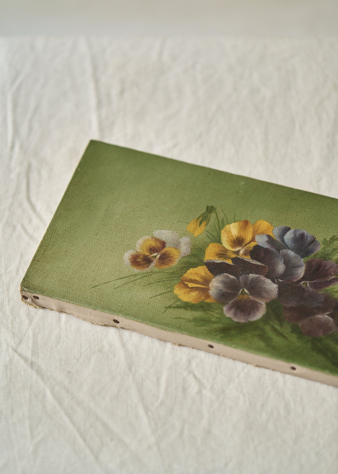 Antique Oil Painting of Pansies