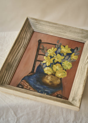 Vintage Oil Painting of Daffodils