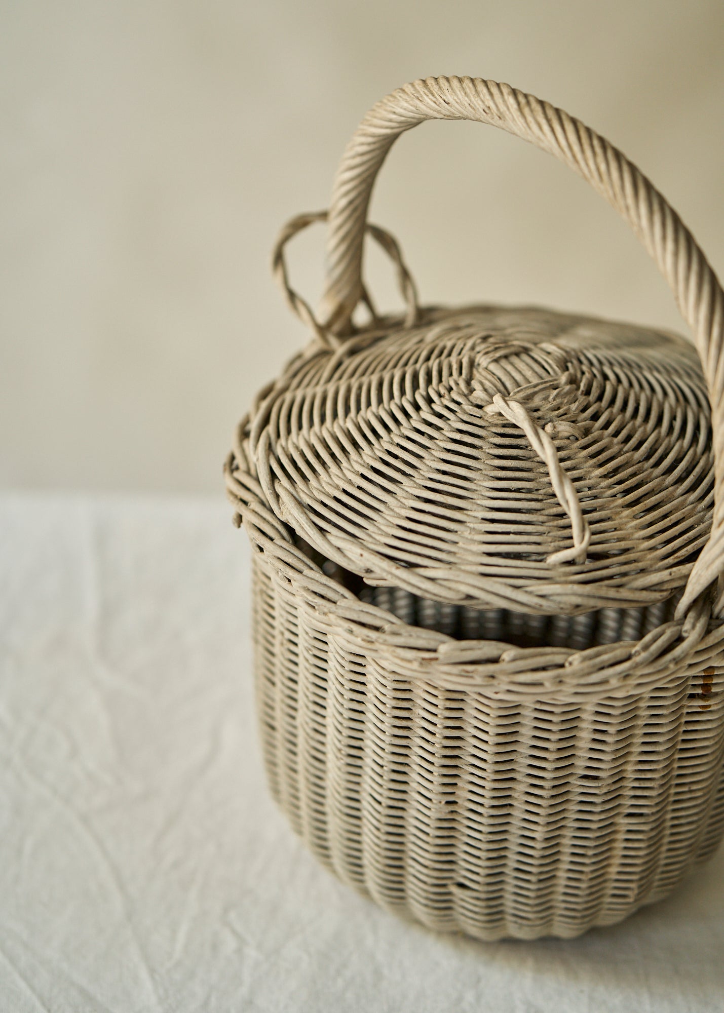 Vintage Woven Basket with Lid