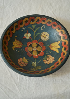 Antique Folk Art Hand Painted Bowl
