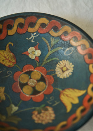 Antique Folk Art Hand Painted Bowl
