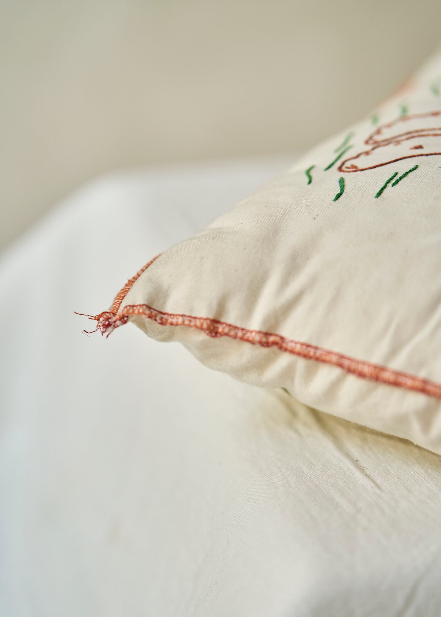 Antique Folk Art Stag and Dog Needlework Pillow