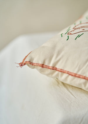Antique Folk Art Stag and Dog Needlework Pillow