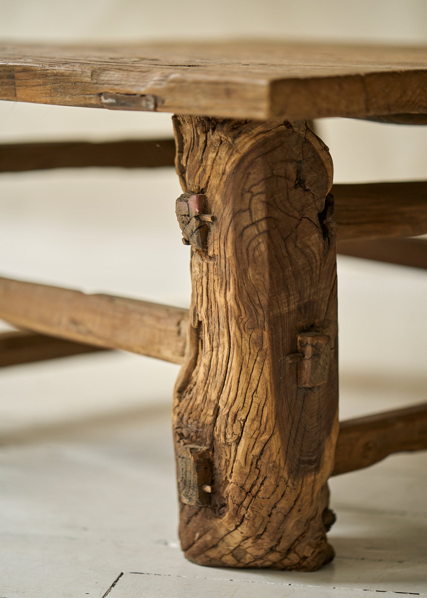 Antique Handmade Rustic Wood Coffee Table