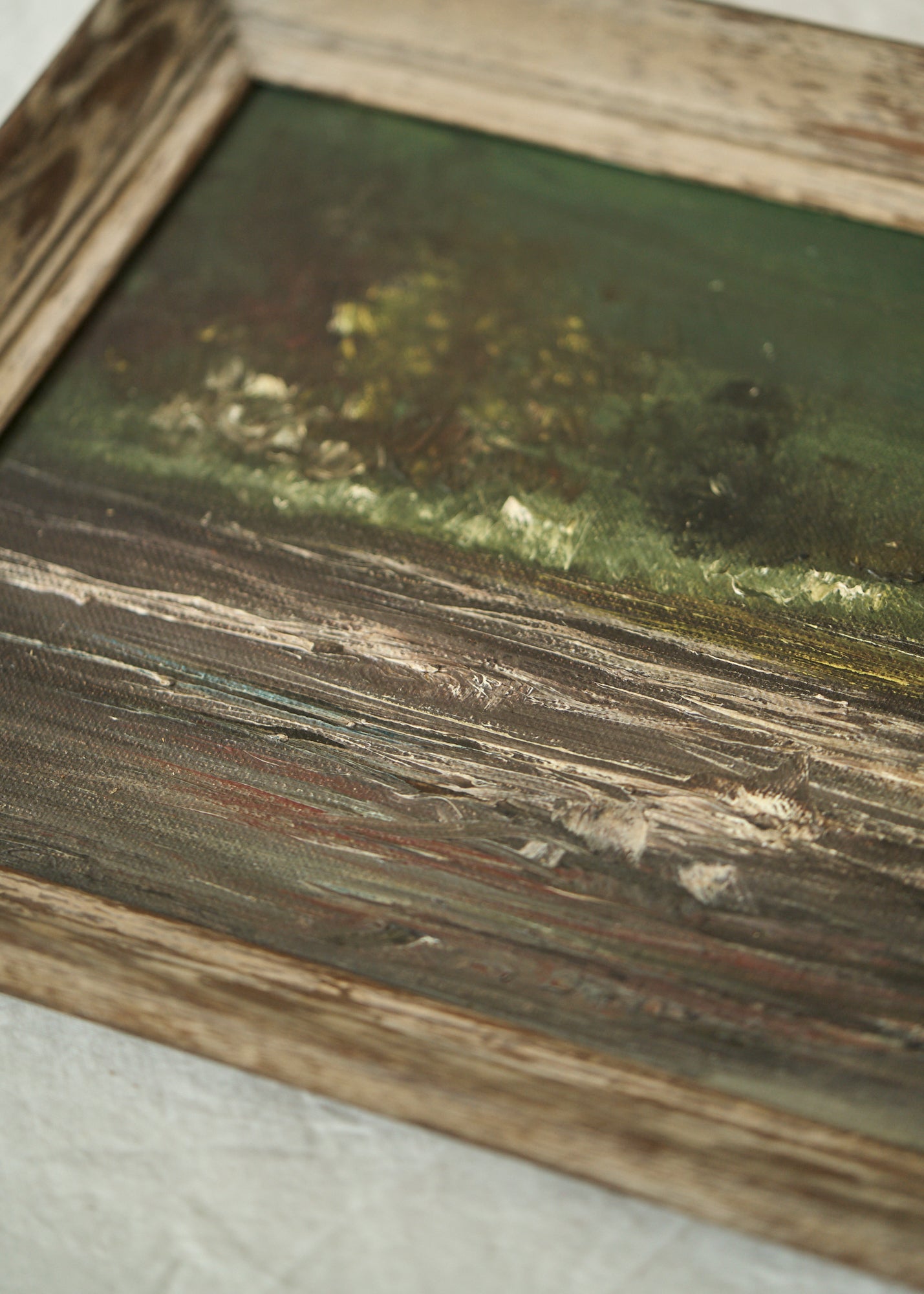 Vintage Woodland River Oil Painting