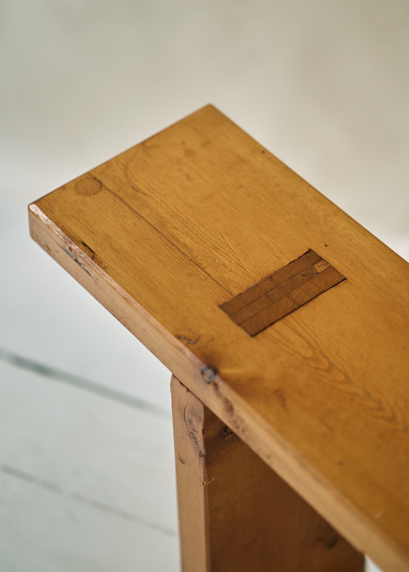 Mid Century Slim Pine Bench