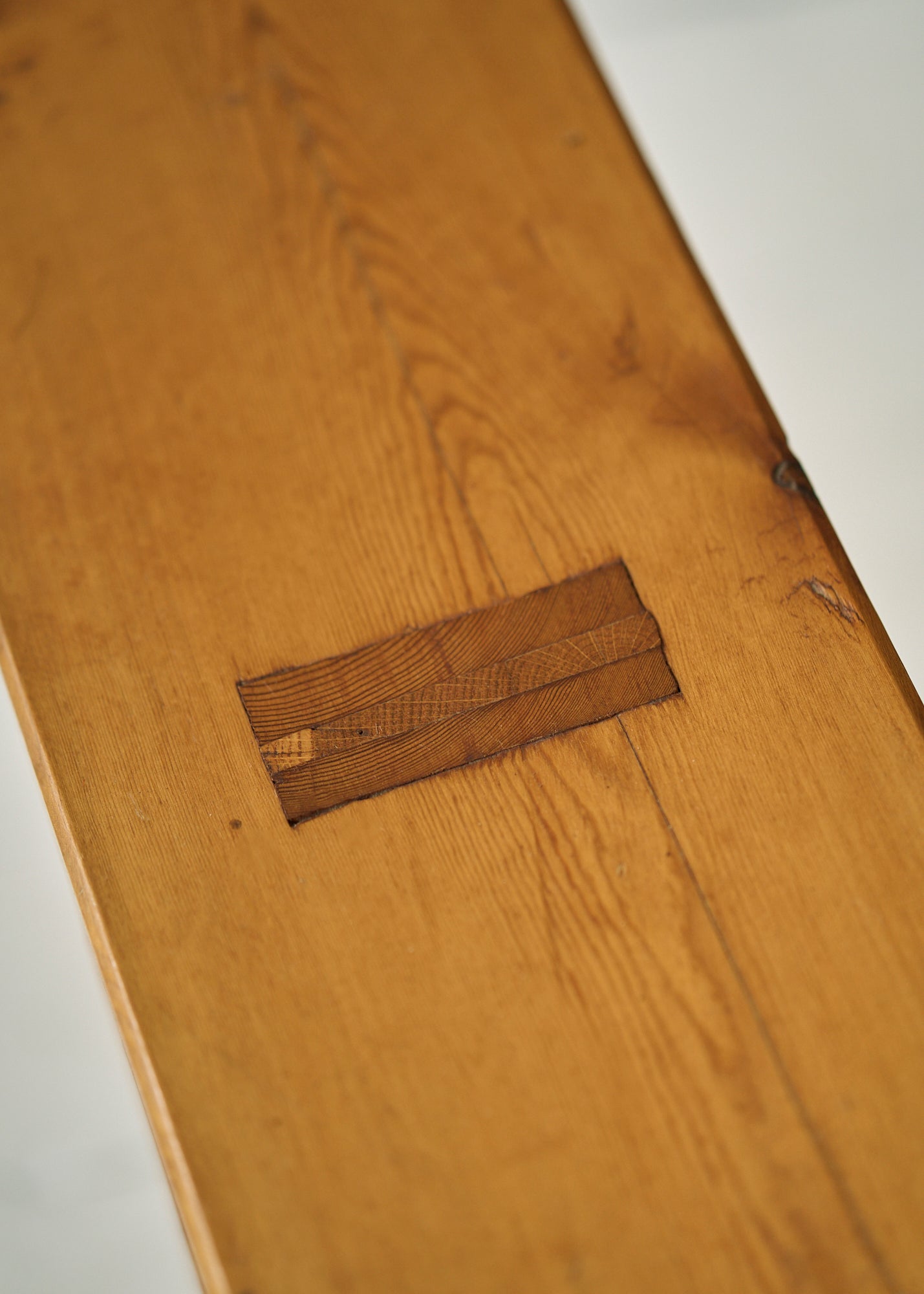 Mid Century Slim Pine Bench