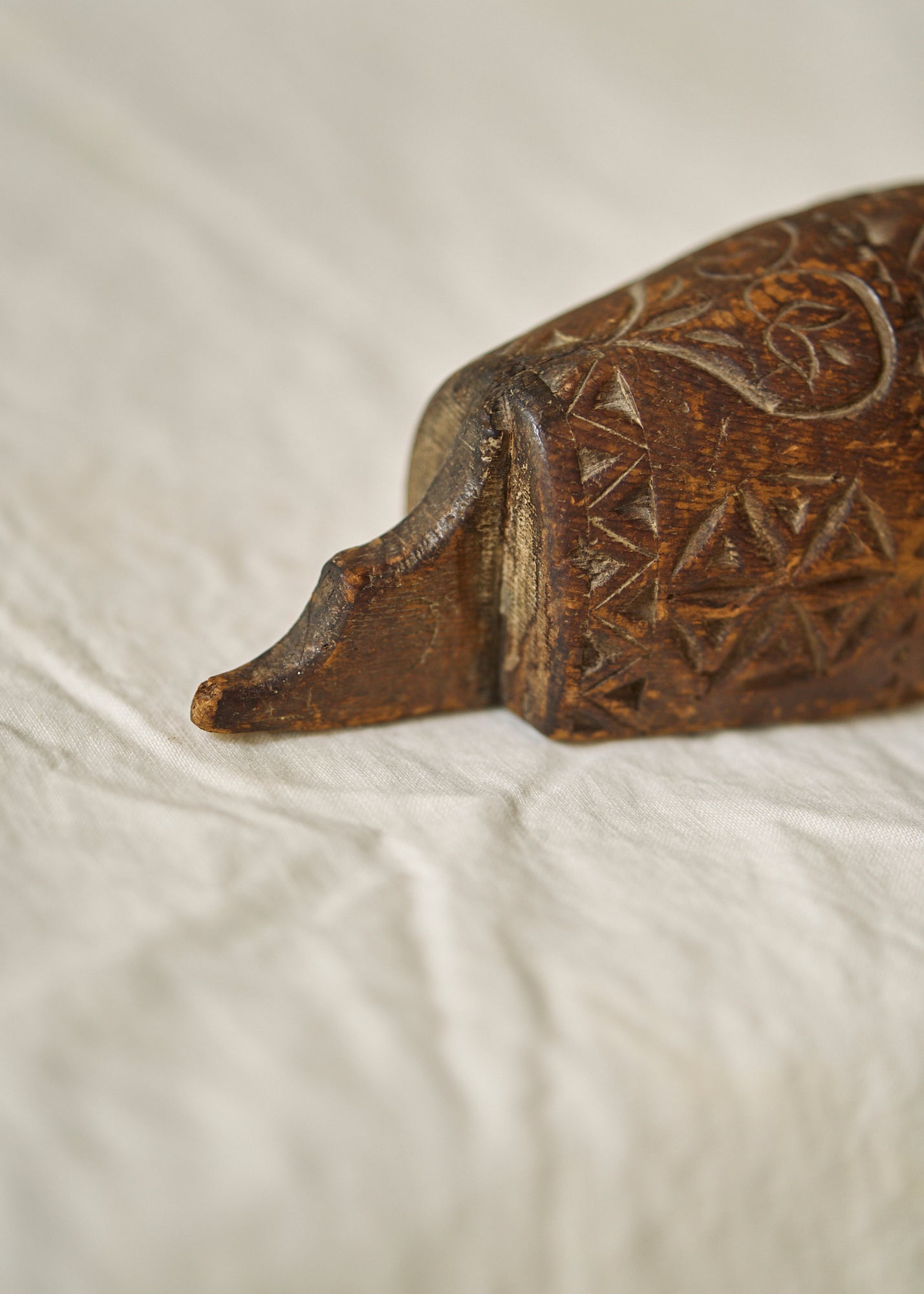 Antique Folk Art Carved Wood Wall Pocket