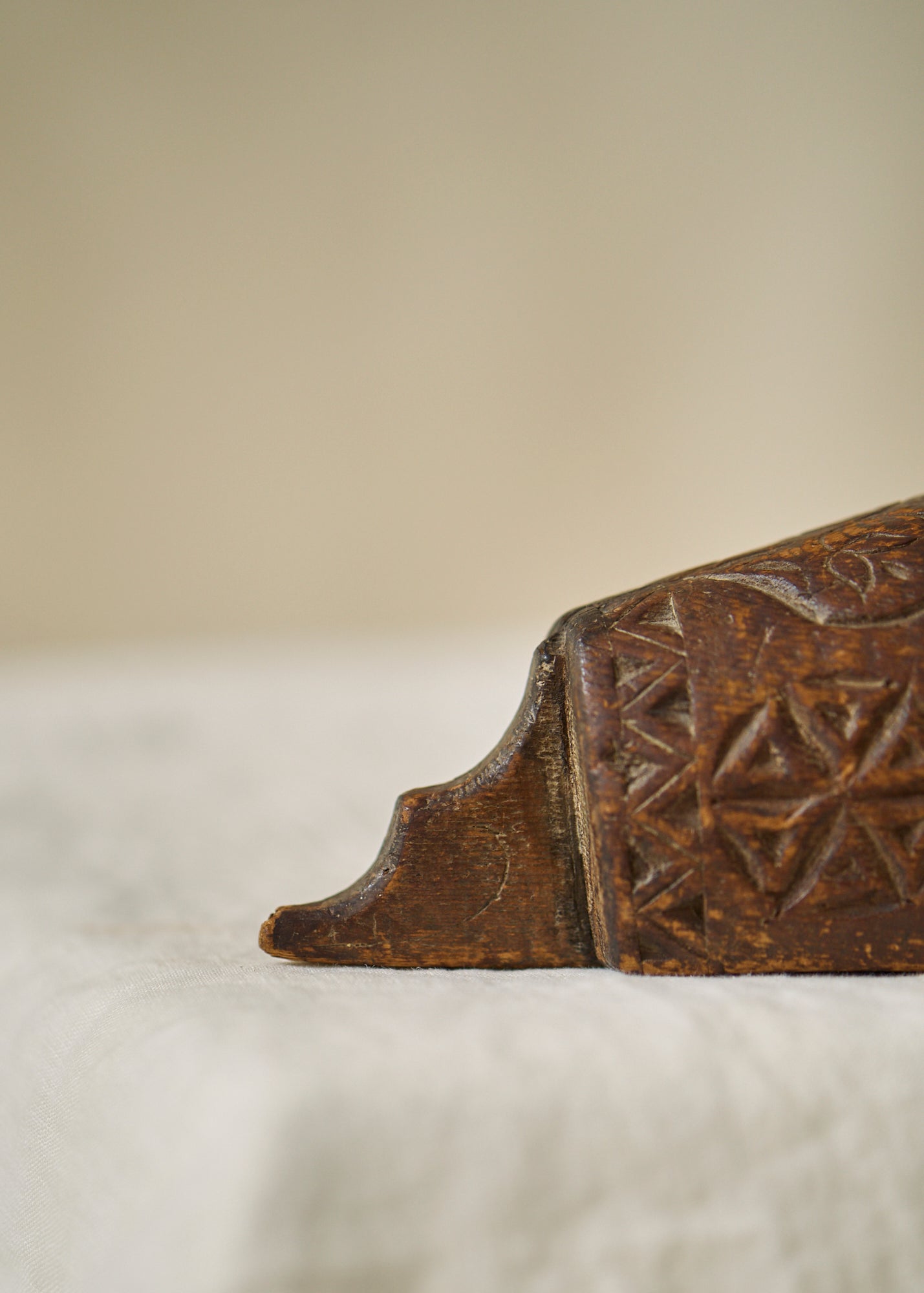 Antique Folk Art Carved Wood Wall Pocket