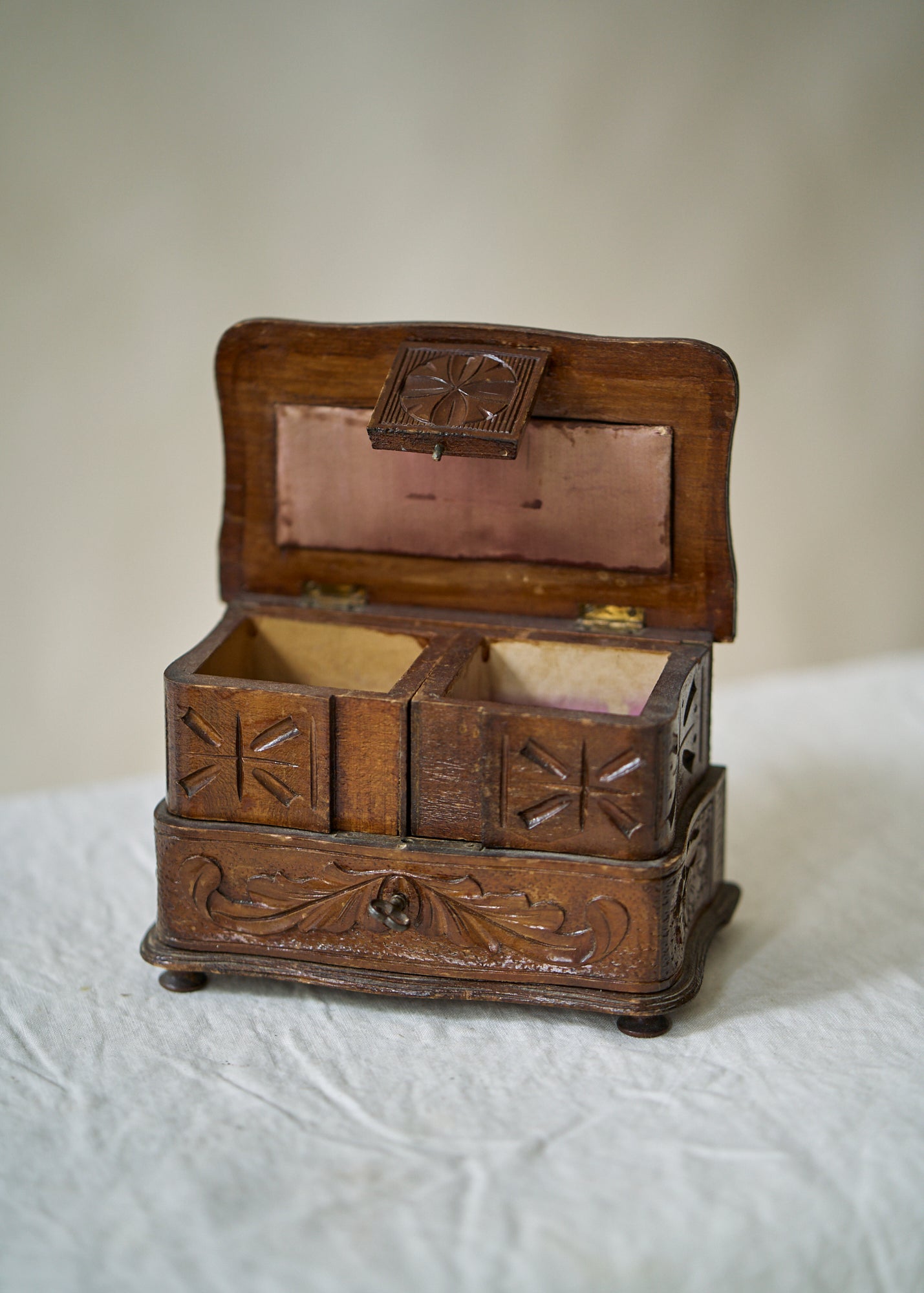 Antique Folk Art Jewelry Box