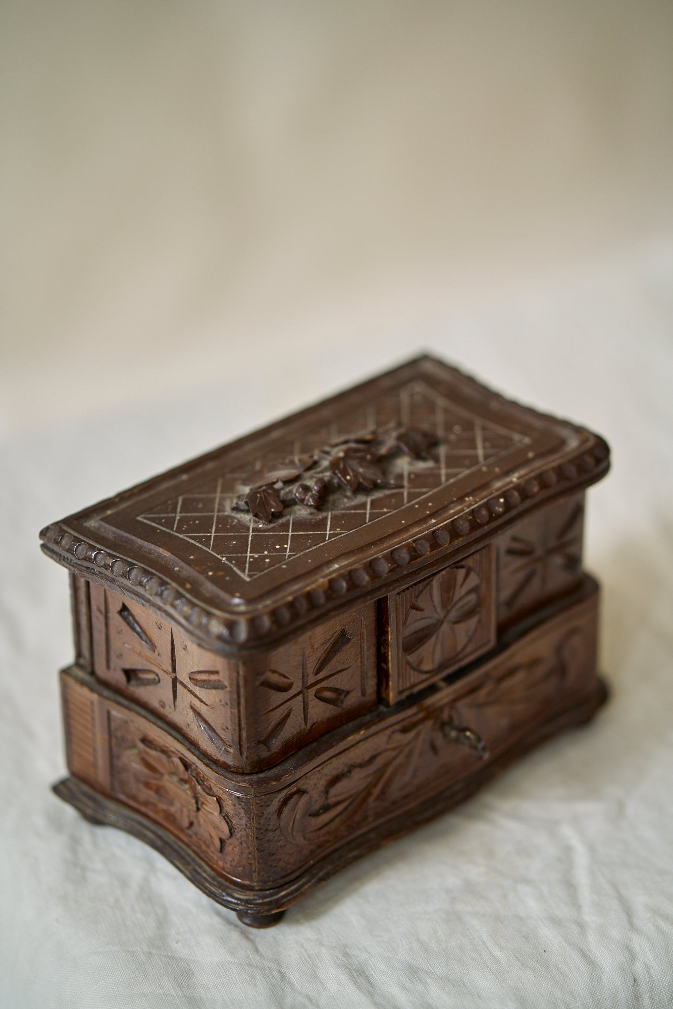 Antique Folk Art Jewelry Box