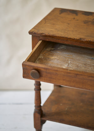 Antique Pine Side Table with Turned Legs