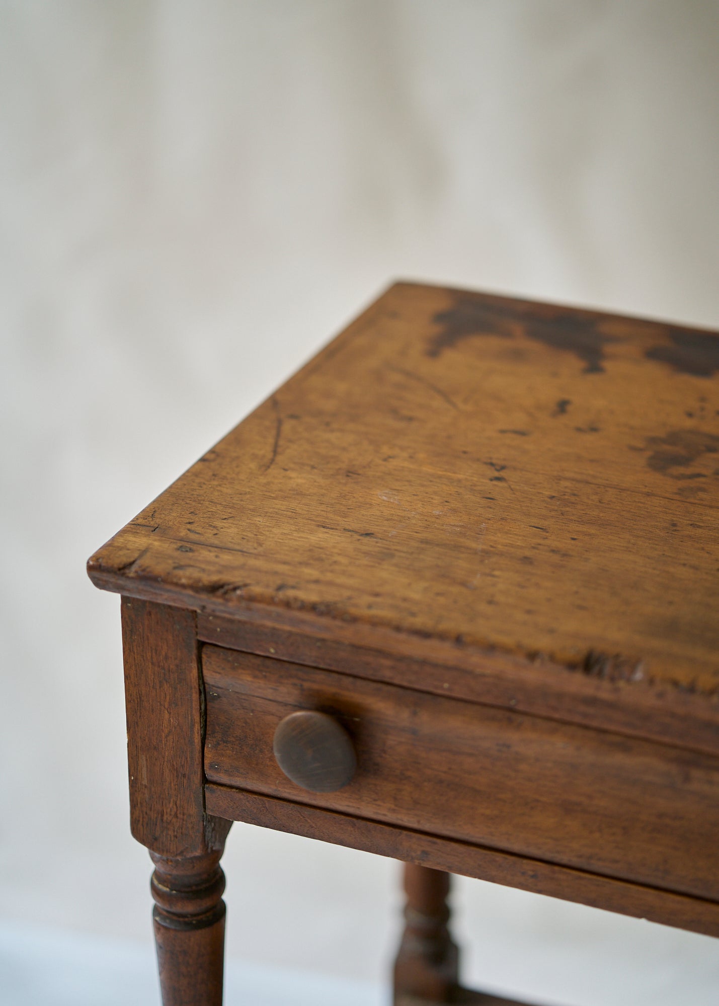 Antique Pine Side Table with Turned Legs