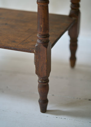 Antique Pine Side Table with Turned Legs