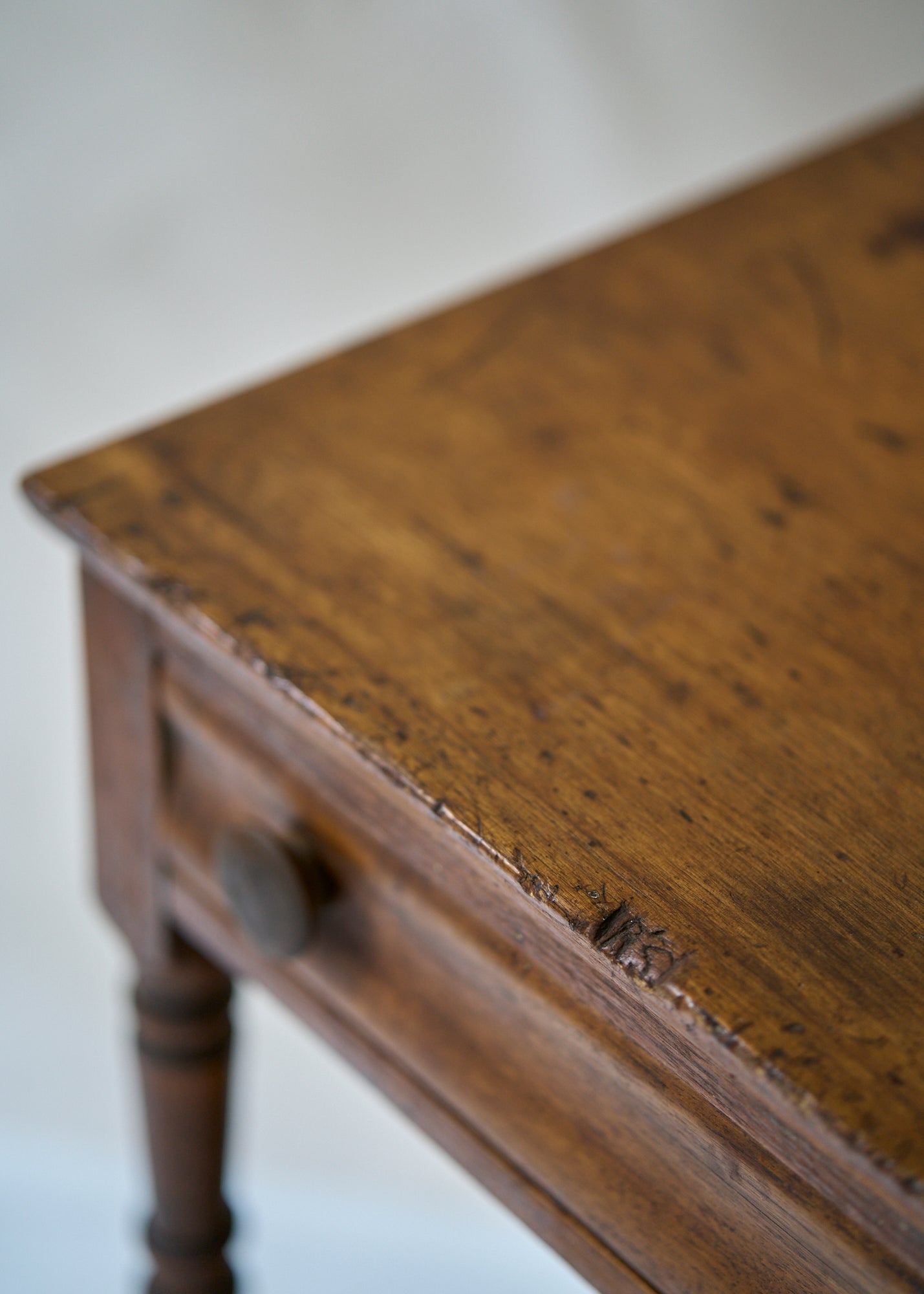 Antique Pine Side Table with Turned Legs