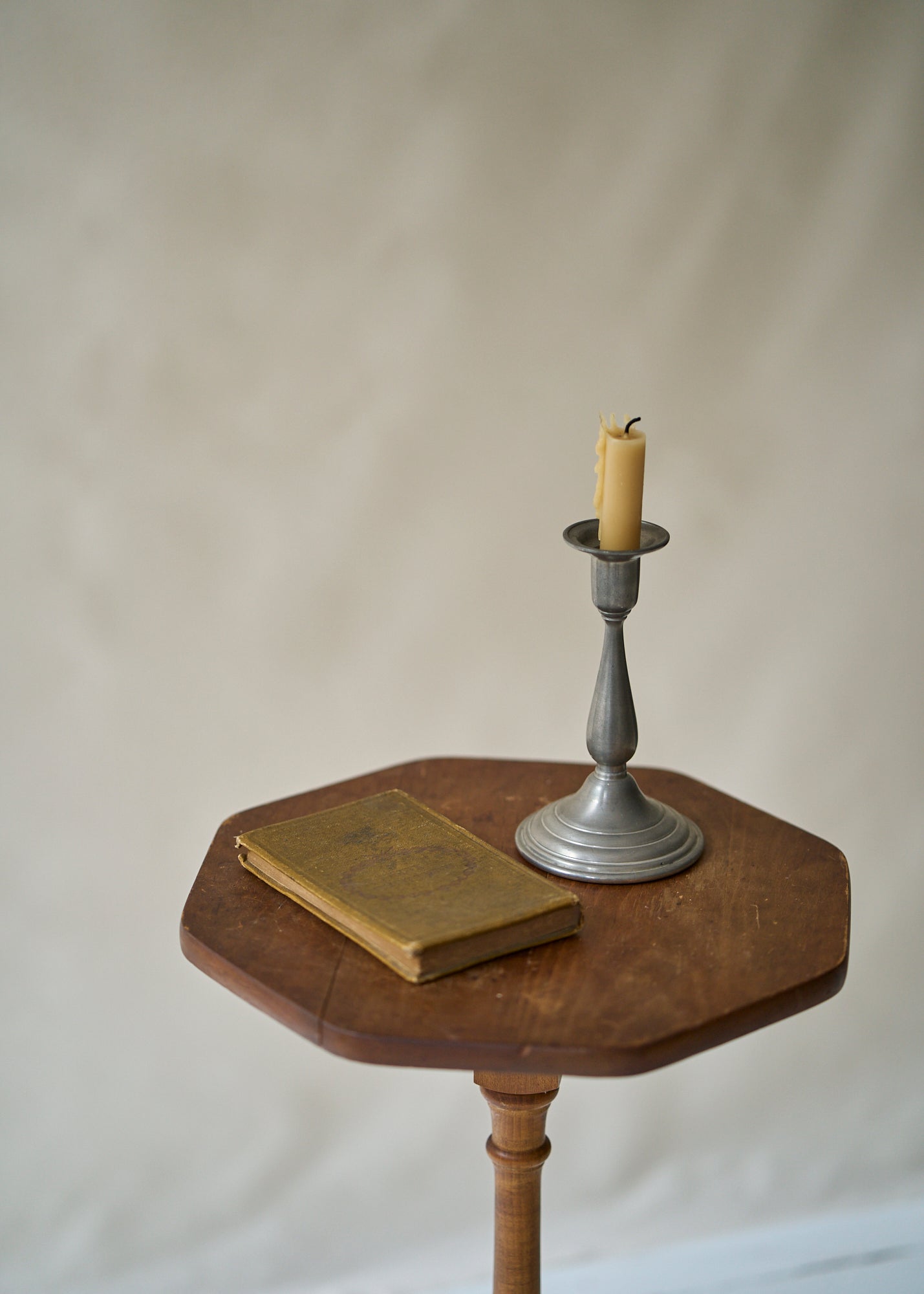 Antique Wood Candle Stand Side Table