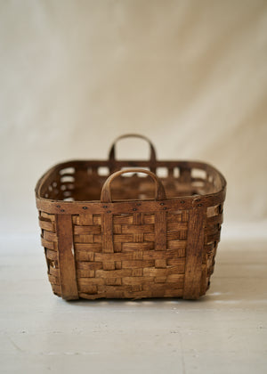 Large Antique Woven Gathering Basket
