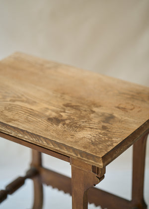 Antique Oak Side Table with Carved Details