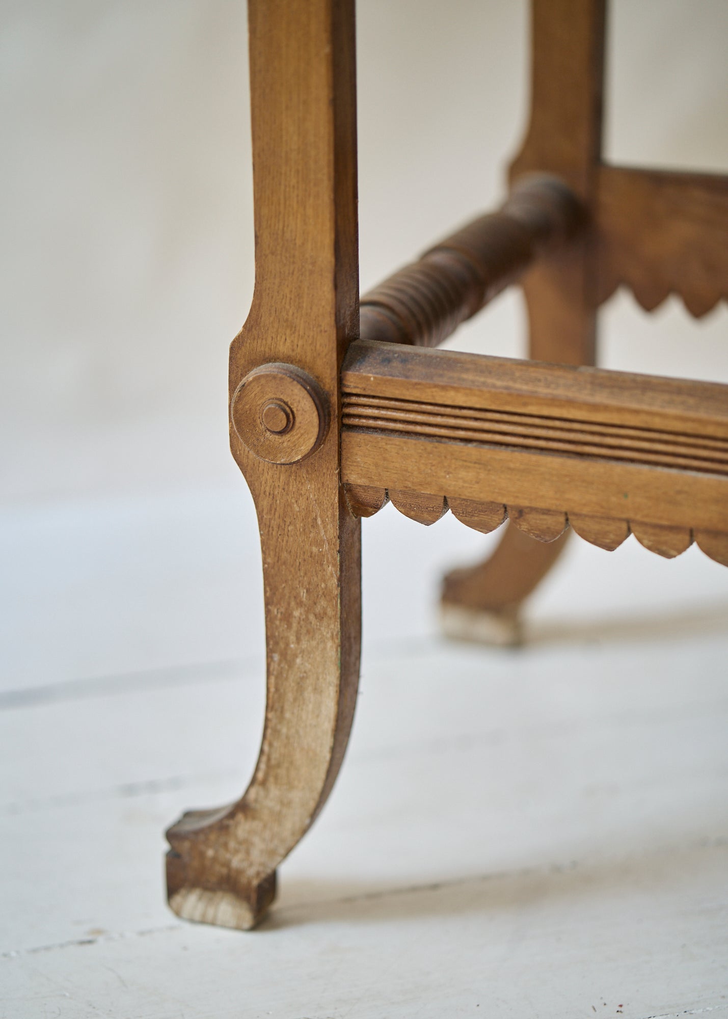 Antique Oak Side Table with Carved Details