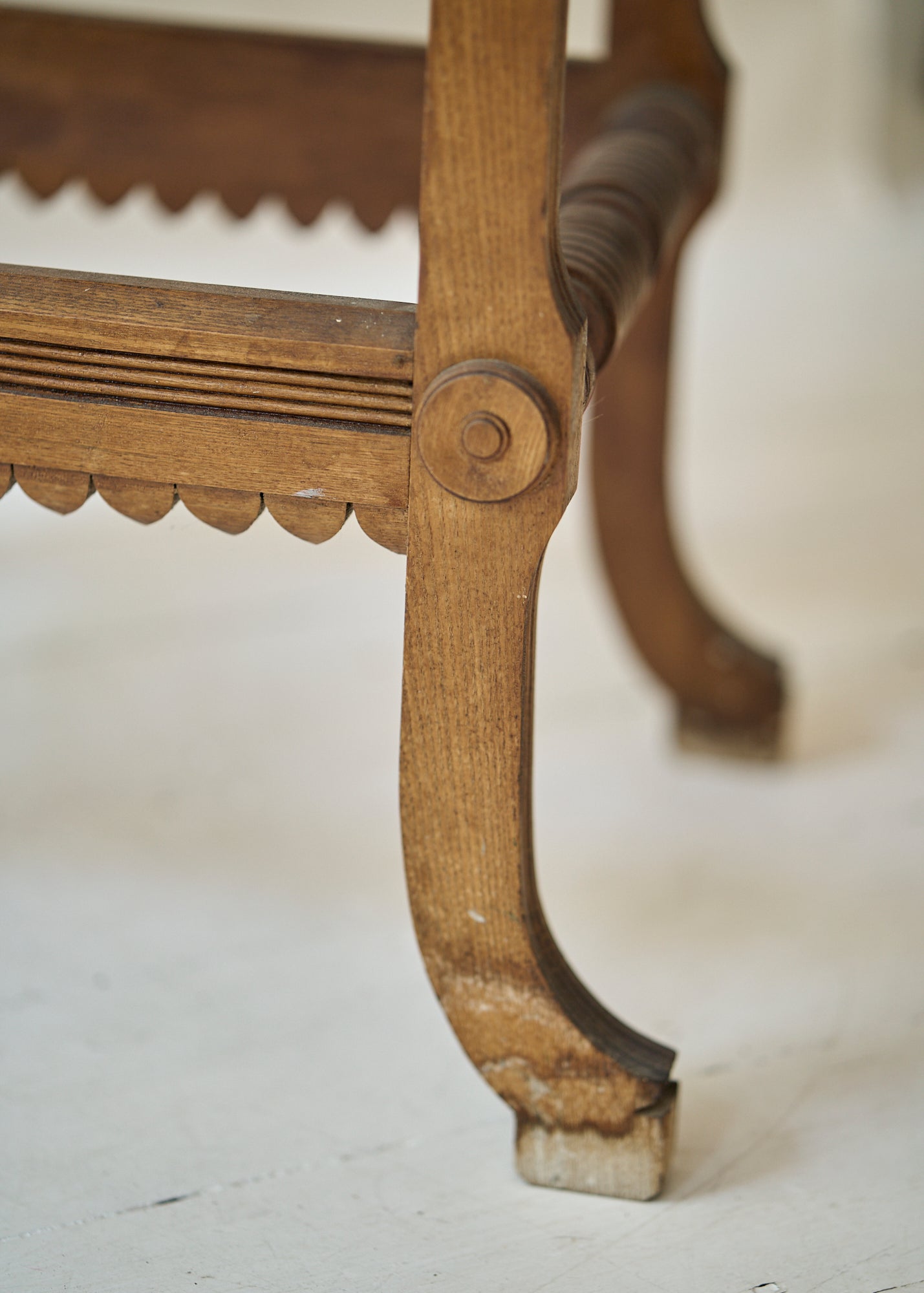 Antique Oak Side Table with Carved Details