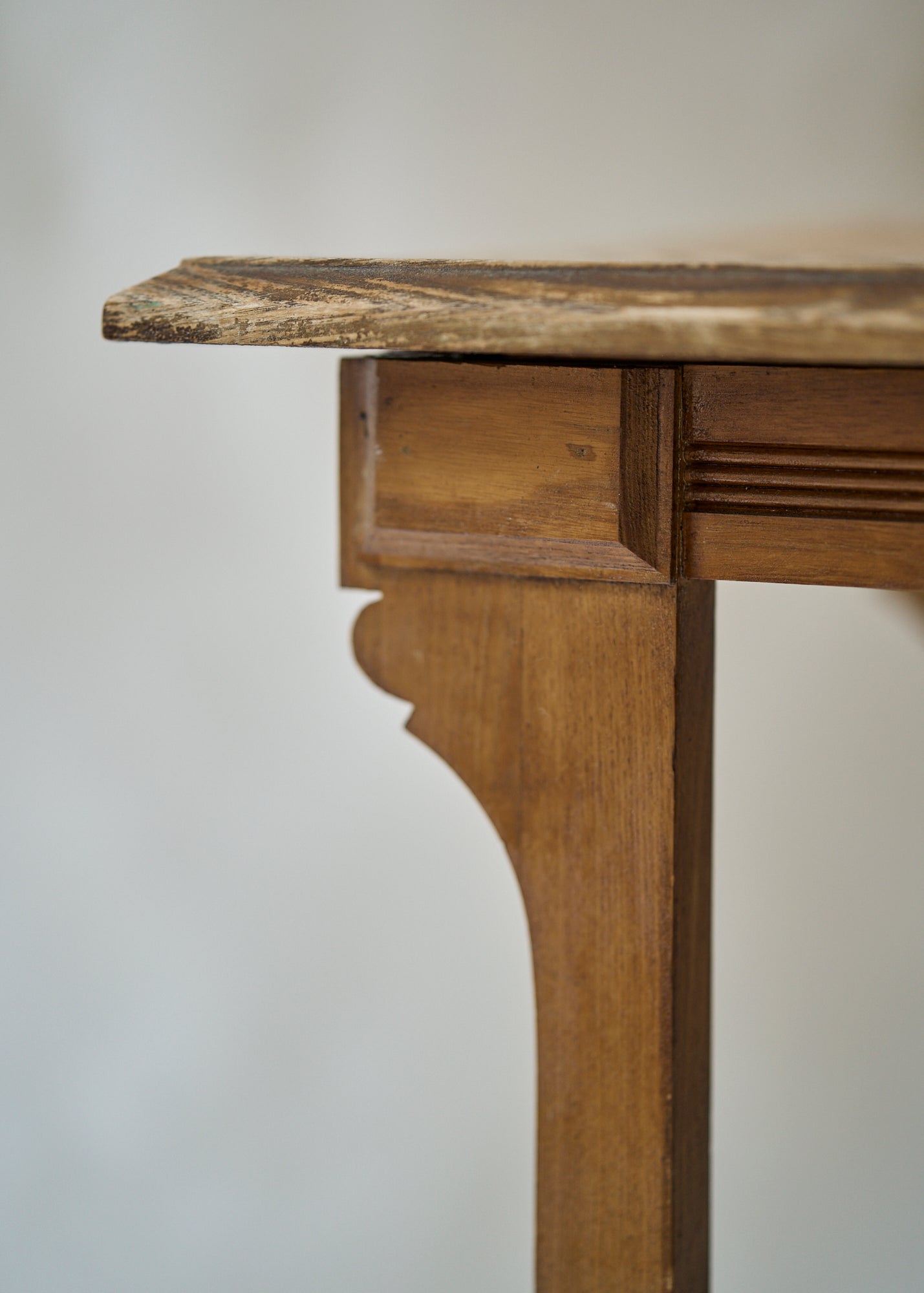 Antique Oak Side Table with Carved Details