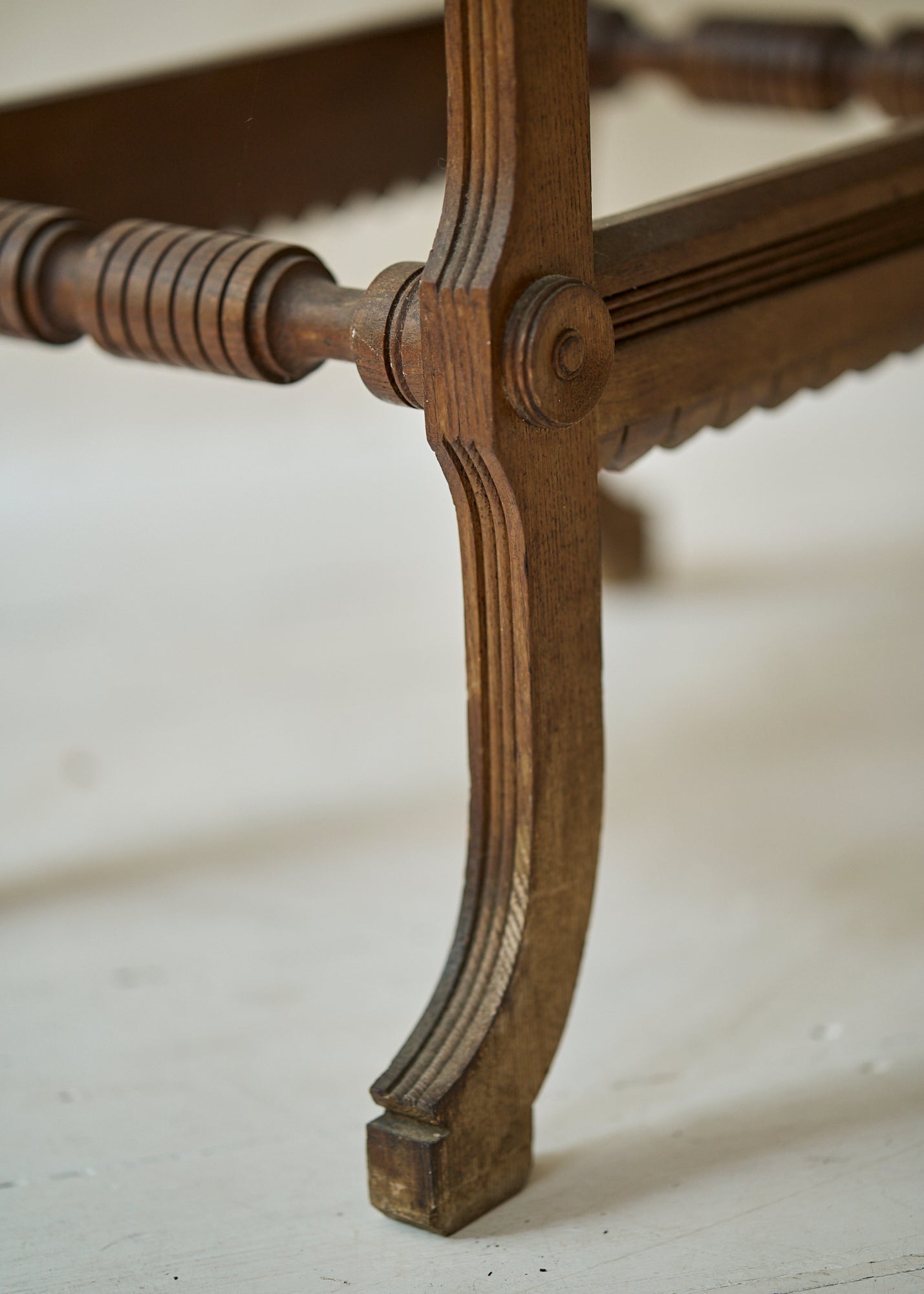 Antique Oak Side Table with Carved Details