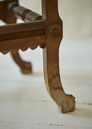Antique Oak Side Table with Carved Details