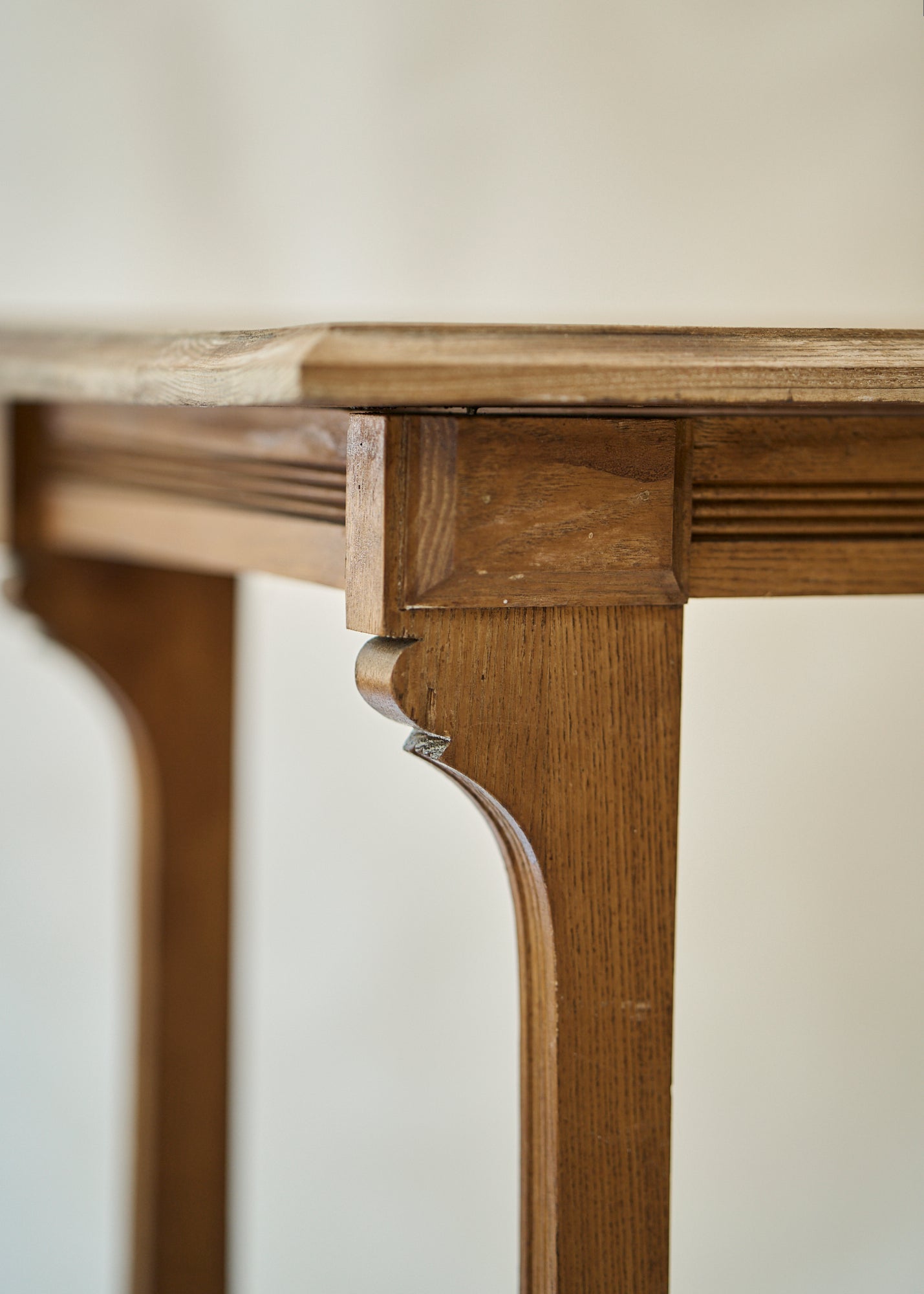 Antique Oak Side Table with Carved Details