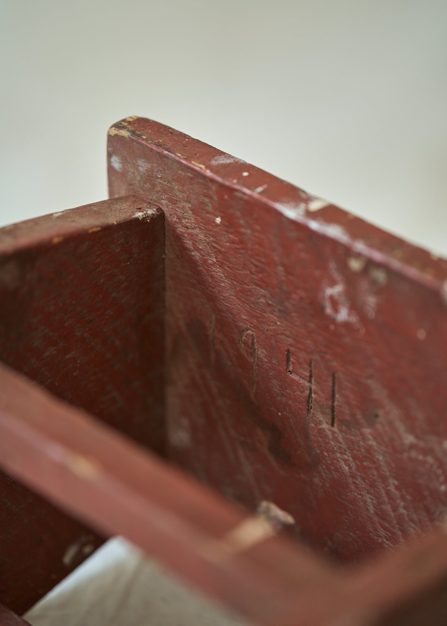 1914 Painted Red Handmade Stool
