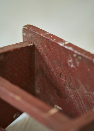 1914 Painted Red Handmade Stool