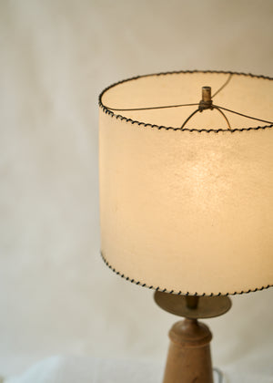 Vintage Wood and Brass Table Lamp