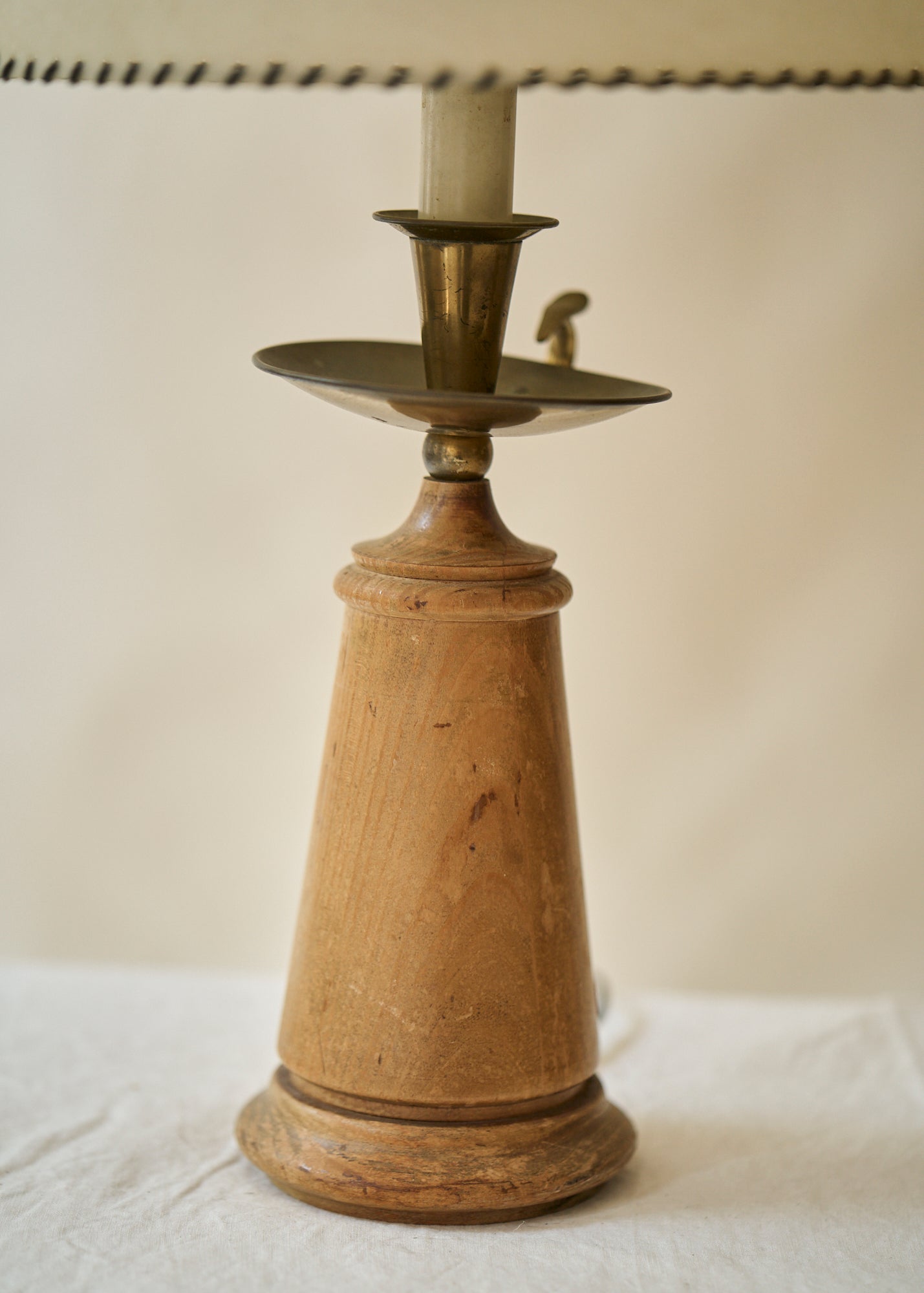 Vintage Wood and Brass Table Lamp