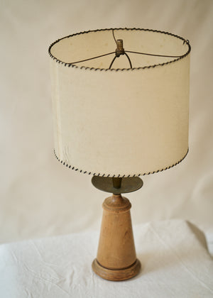 Vintage Wood and Brass Table Lamp