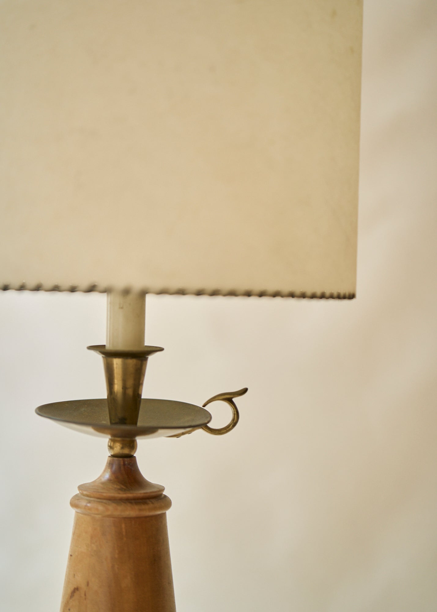Vintage Wood and Brass Table Lamp