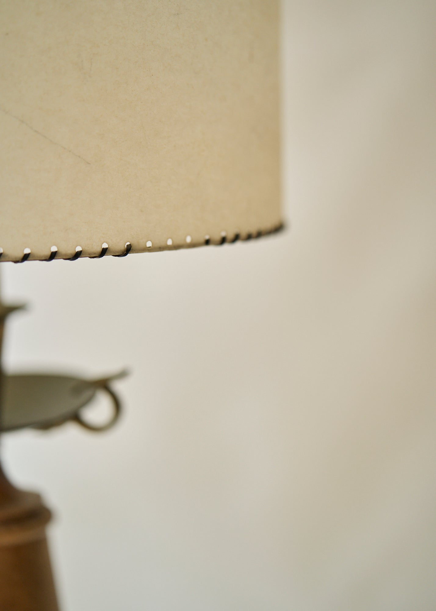 Vintage Wood and Brass Table Lamp