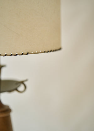 Vintage Wood and Brass Table Lamp