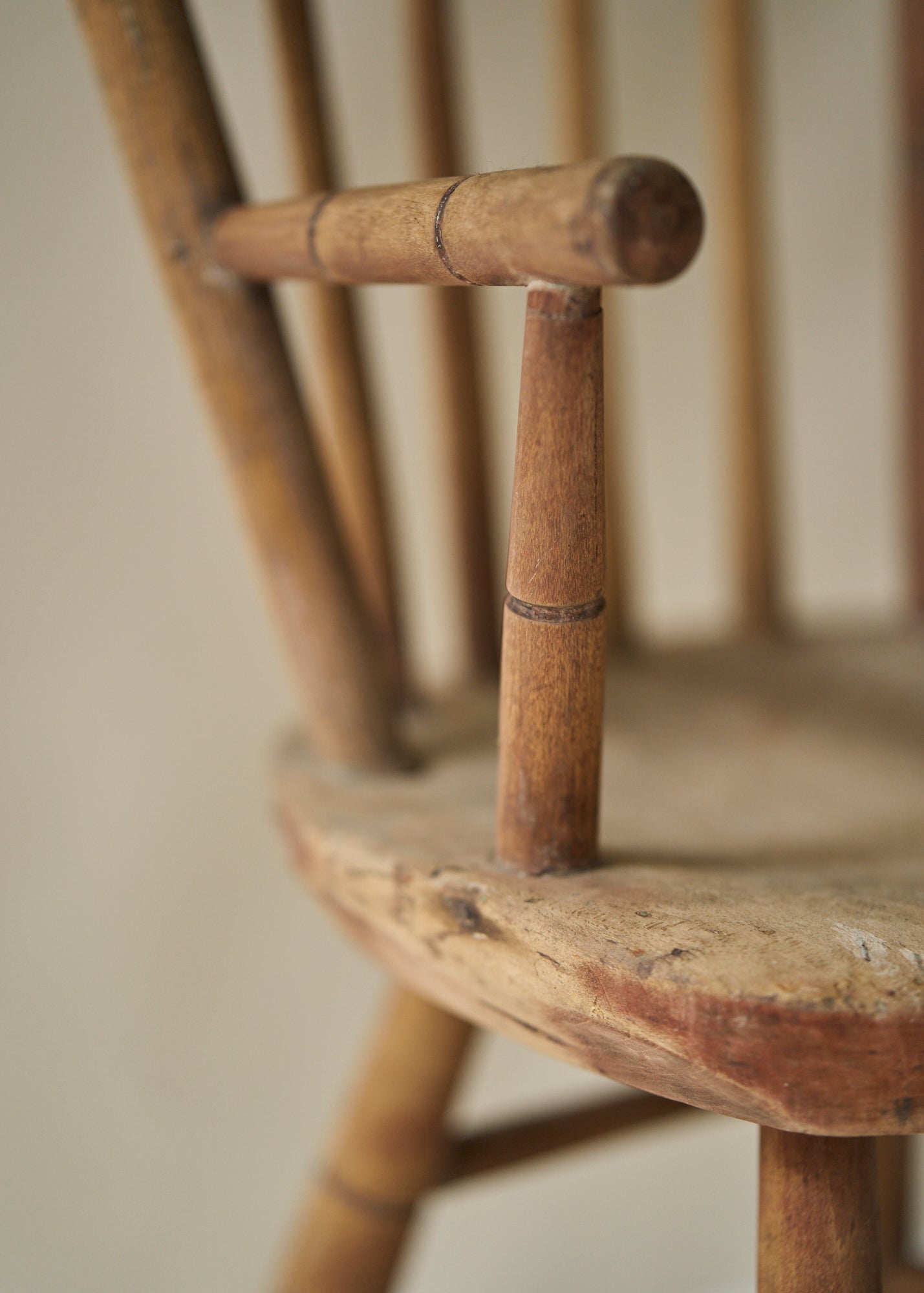 Antique Solid Wood Windsor Child's Chair