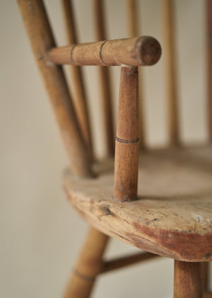 Antique Solid Wood Windsor Child's Chair