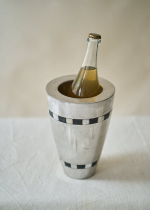 Vintage Stainless and Mother of Pearl Champagne Bucket