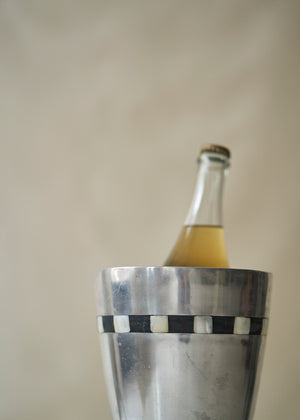 Vintage Stainless and Mother of Pearl Champagne Bucket
