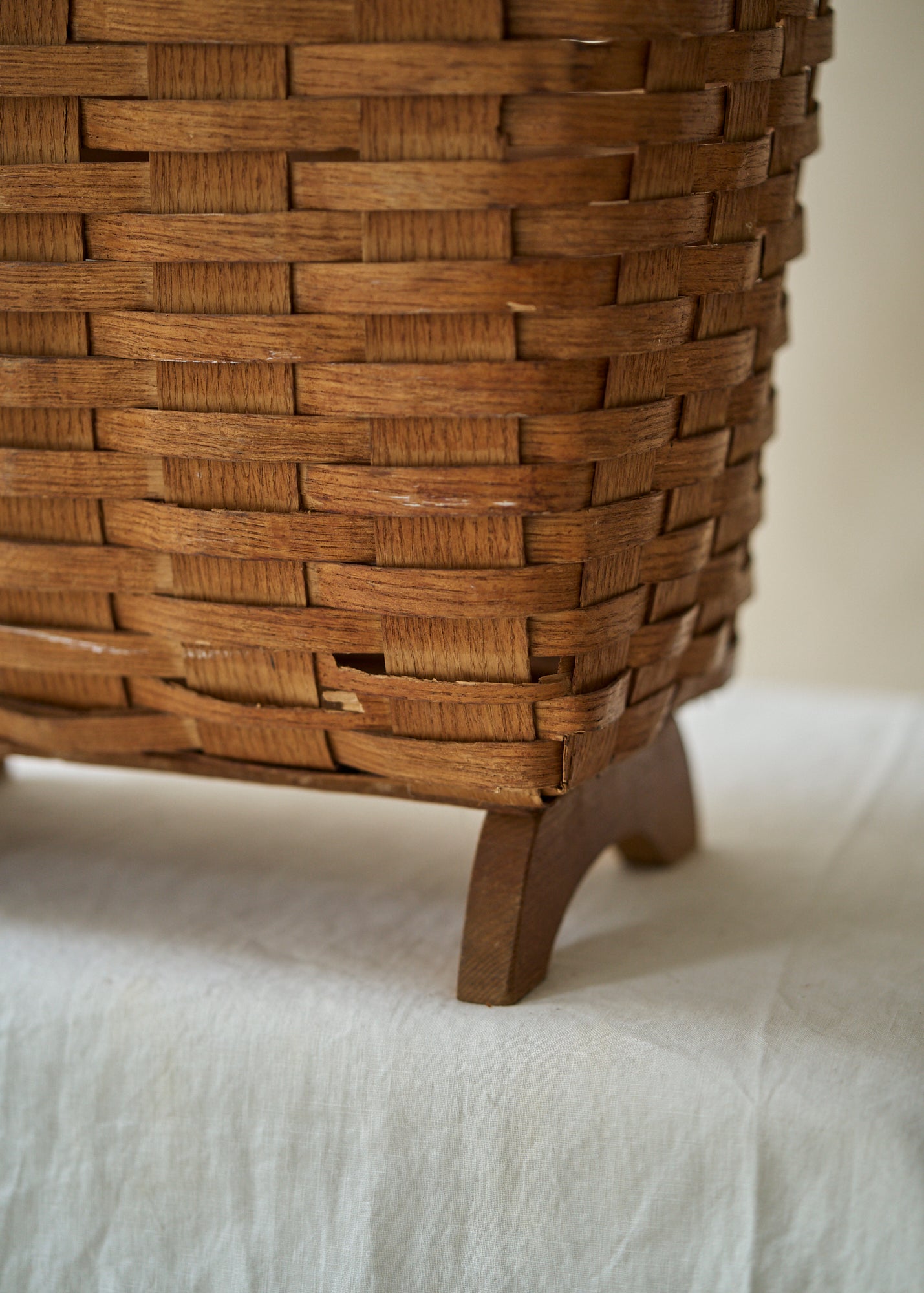 Antique Footed Basket with Handle