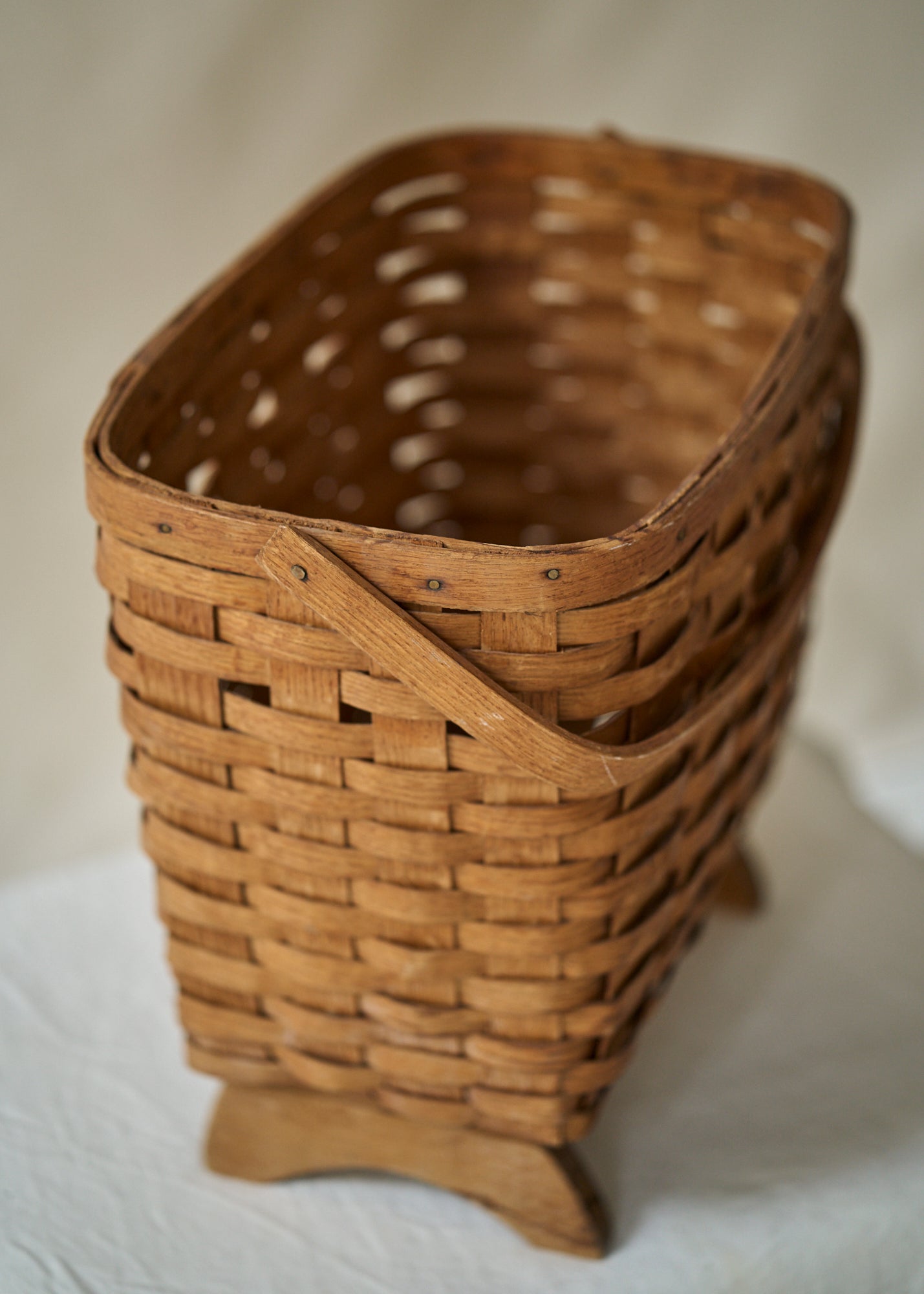 Antique Footed Basket with Handle