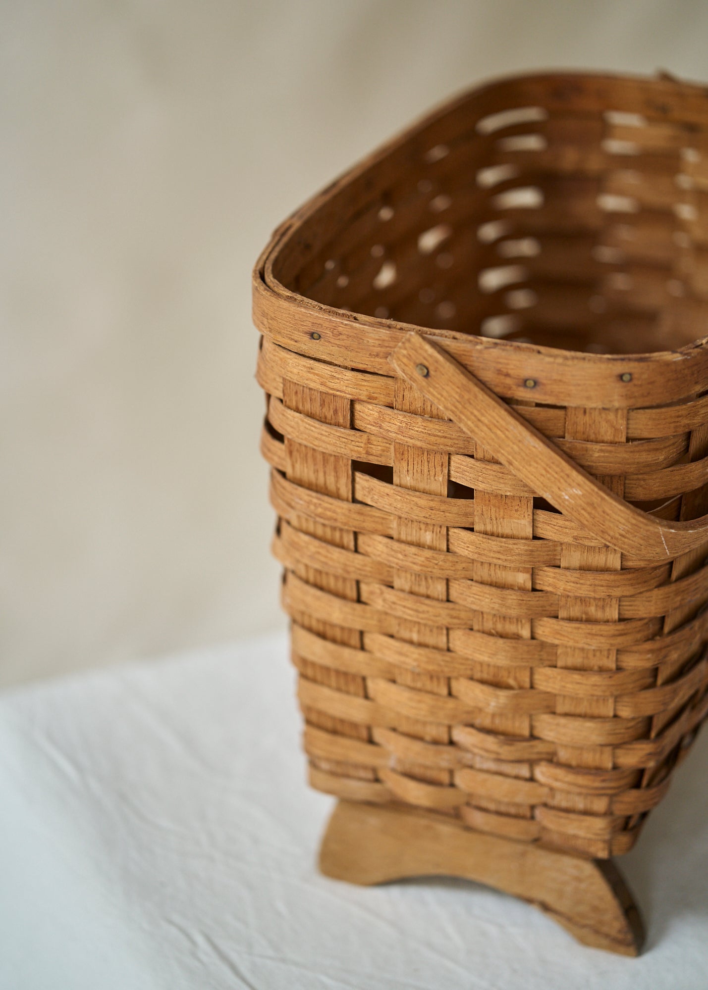 Antique Footed Basket with Handle