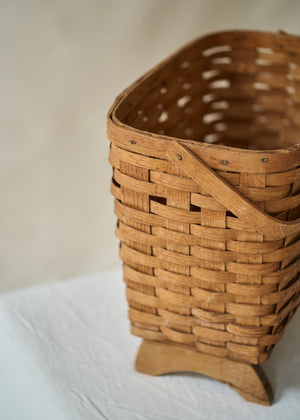 Antique Footed Basket with Handle