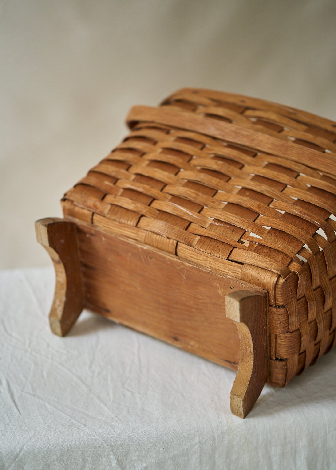 Antique Footed Basket with Handle