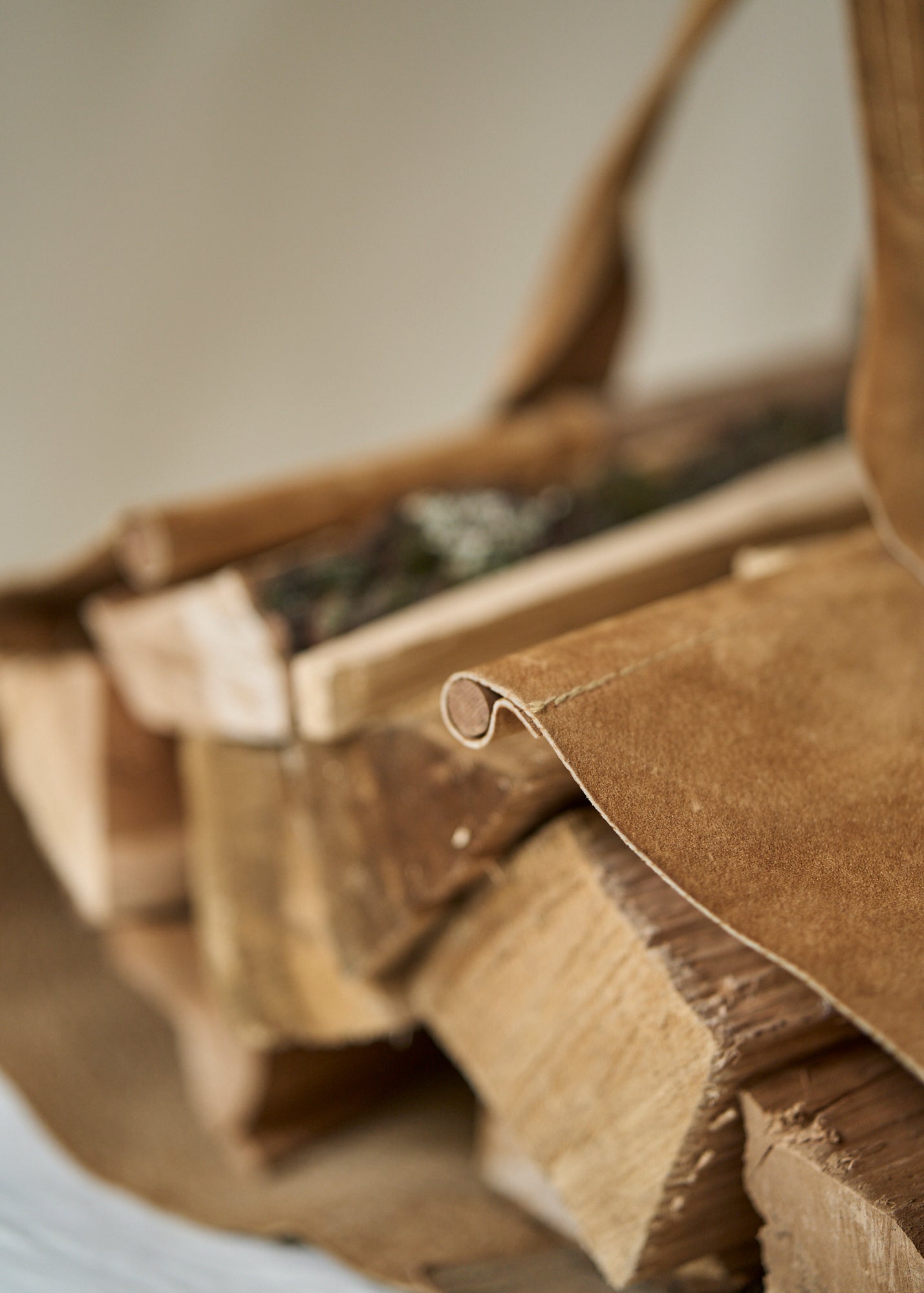 Vintage Leather Log Carrier