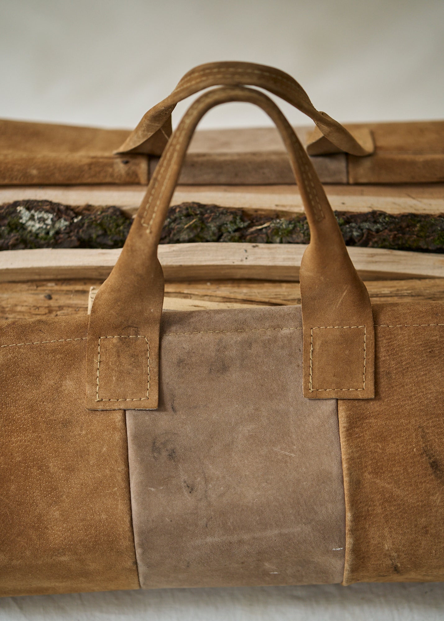 Vintage Leather Log Carrier