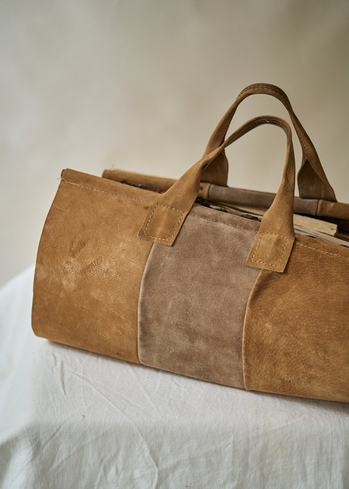 Vintage Leather Log Carrier