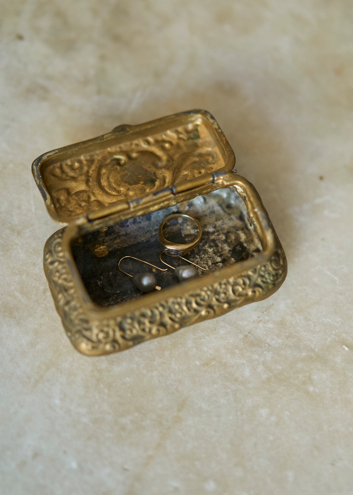 Antique Brass Trinket Jar